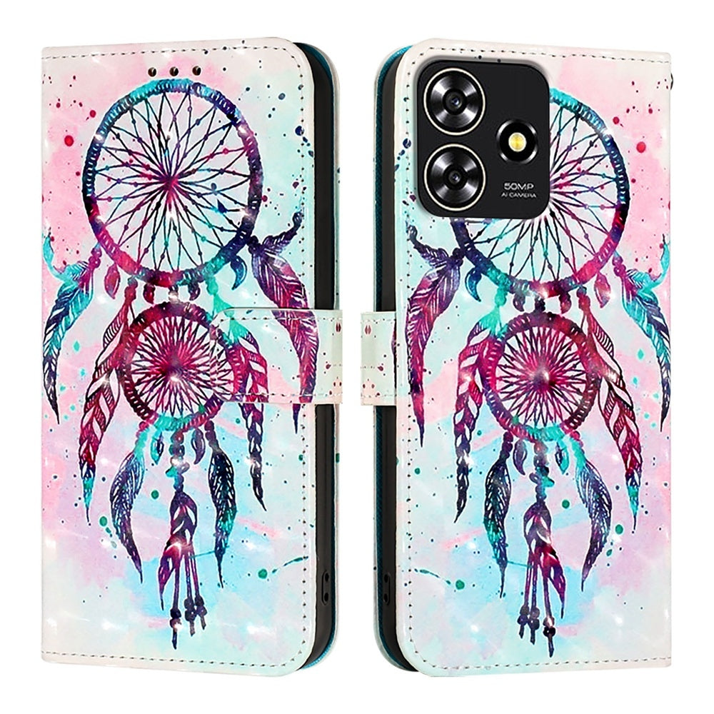 ZTE Blade A73 4G Leather Flip Phone Case with 3D Painted Design, Card Holder, Wallet & Stand Function - Durable Protection & Easy Access