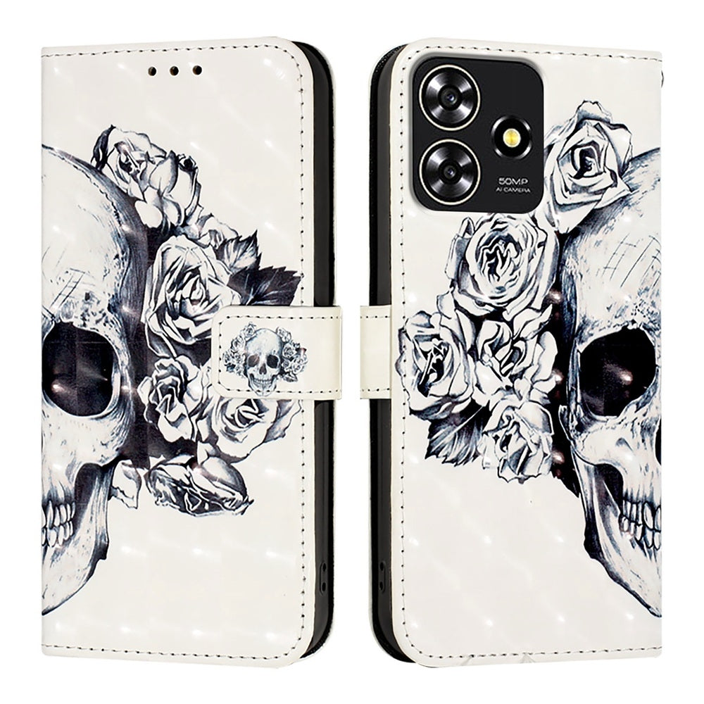 ZTE Blade A73 4G Leather Flip Phone Case with 3D Painted Design, Card Holder, Wallet & Stand Function - Durable Protection & Easy Access