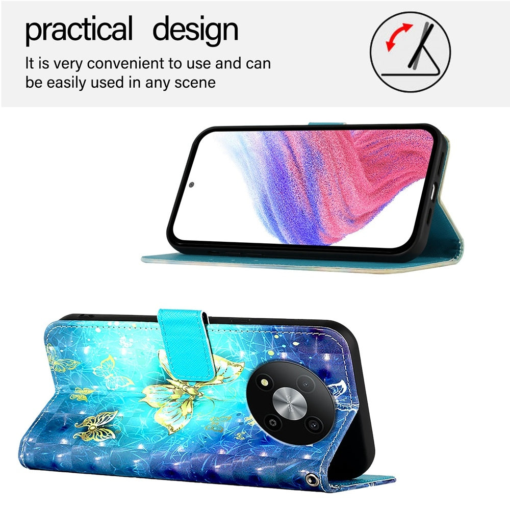ZTE Blade A73 5G Leather Flip Phone Case with 3D Painted Design, Card Holder, Wallet & Stand Function - Durable Protection & Easy Access