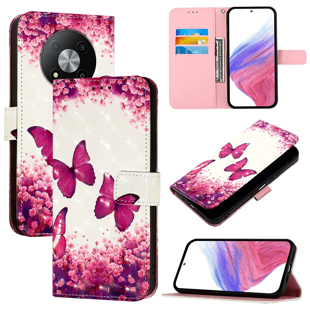 ZTE Blade A73 5G Leather Flip Phone Case with 3D Painted Design, Card Holder, Wallet & Stand Function - Durable Protection & Easy Access