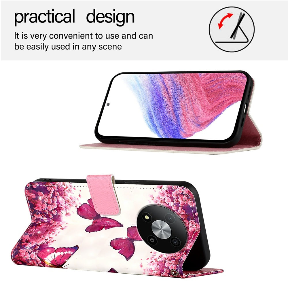 ZTE Blade A73 5G Leather Flip Phone Case with 3D Painted Design, Card Holder, Wallet & Stand Function - Durable Protection & Easy Access