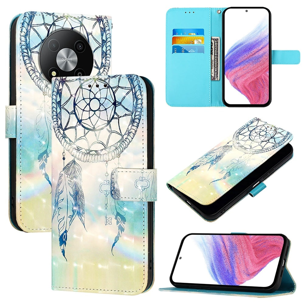 ZTE Blade A73 5G Leather Flip Phone Case with 3D Painted Design, Card Holder, Wallet & Stand Function - Durable Protection & Easy Access