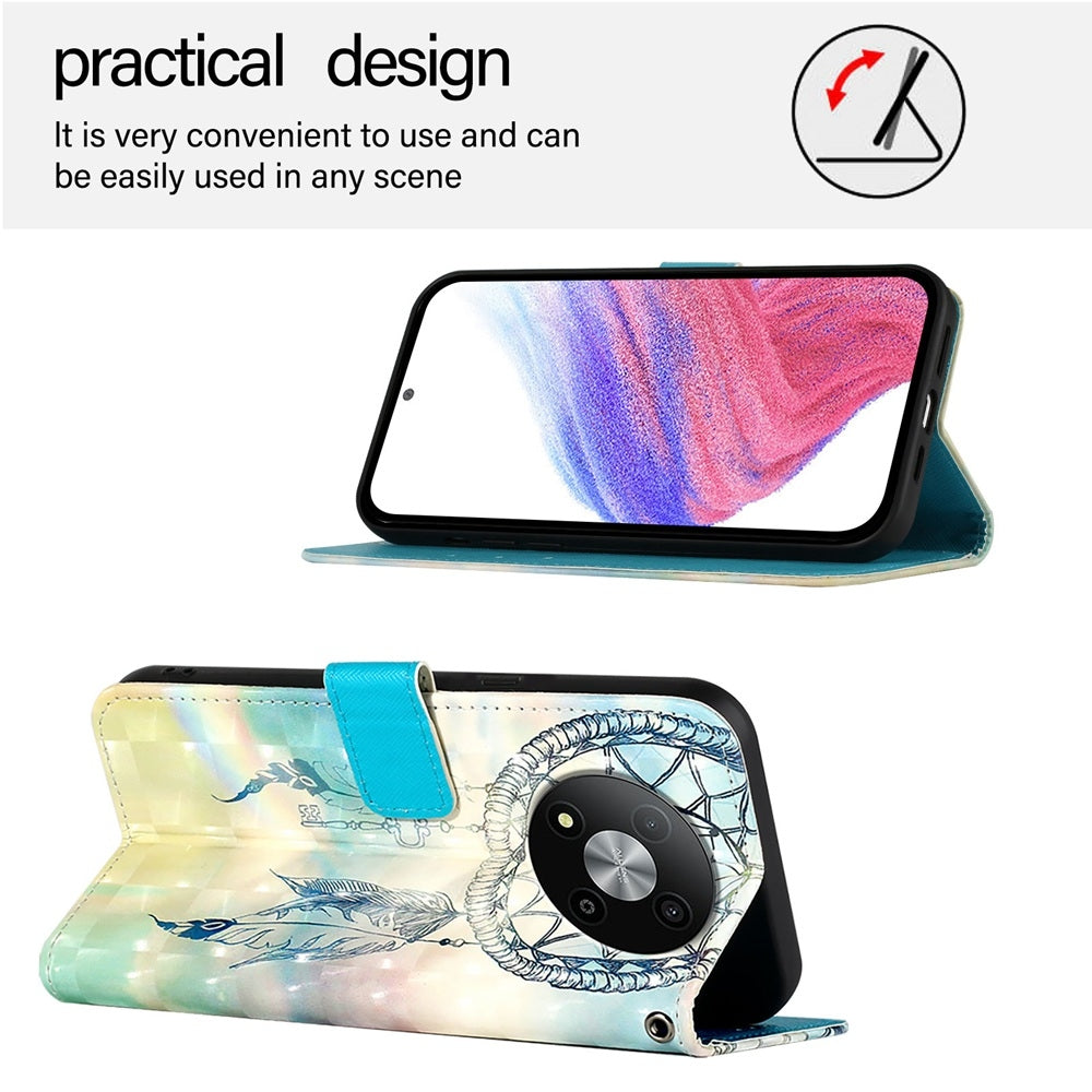 ZTE Blade A73 5G Leather Flip Phone Case with 3D Painted Design, Card Holder, Wallet & Stand Function - Durable Protection & Easy Access