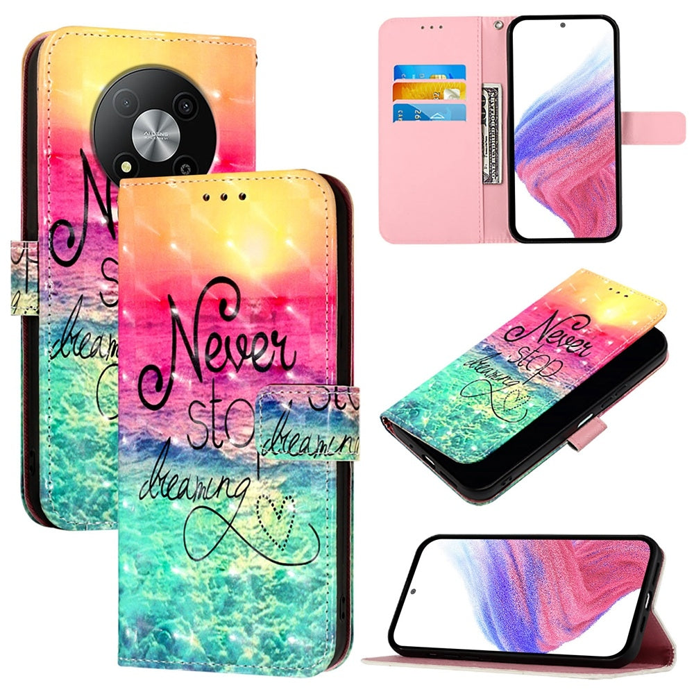 ZTE Blade A73 5G Leather Flip Phone Case with 3D Painted Design, Card Holder, Wallet & Stand Function - Durable Protection & Easy Access