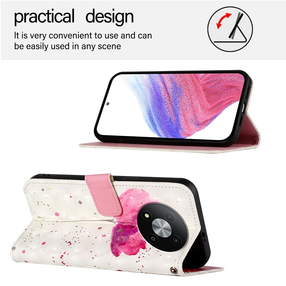 ZTE Blade A73 5G Leather Flip Phone Case with 3D Painted Design, Card Holder, Wallet & Stand Function - Durable Protection & Easy Access