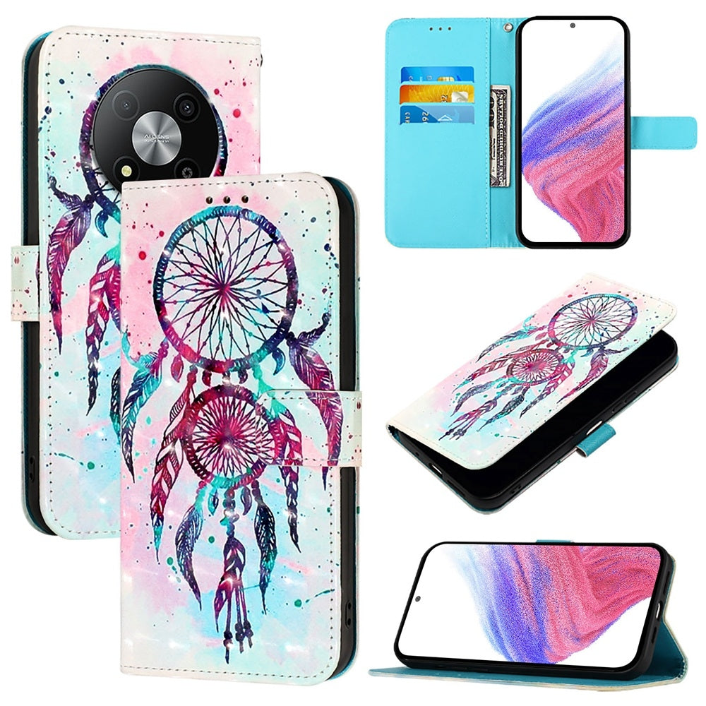 ZTE Blade A73 5G Leather Flip Phone Case with 3D Painted Design, Card Holder, Wallet & Stand Function - Durable Protection & Easy Access
