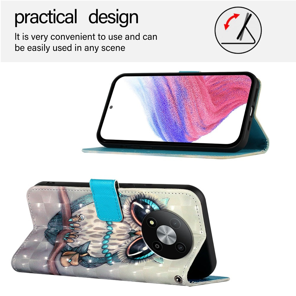 ZTE Blade A73 5G Leather Flip Phone Case with 3D Painted Design, Card Holder, Wallet & Stand Function - Durable Protection & Easy Access