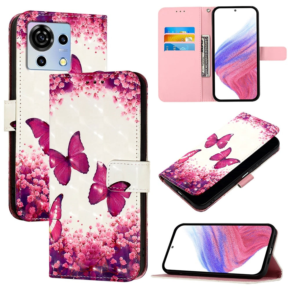 ZTE Blade V50 Vita Leather Flip Phone Case with 3D Painted Design, Card Holder, Wallet & Stand Function - Durable Protection & Easy Access