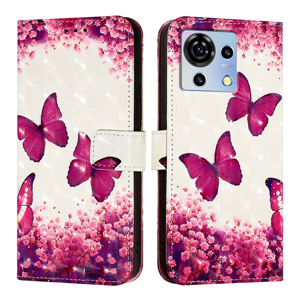 ZTE Blade V50 Vita Leather Flip Phone Case with 3D Painted Design, Card Holder, Wallet & Stand Function - Durable Protection & Easy Access