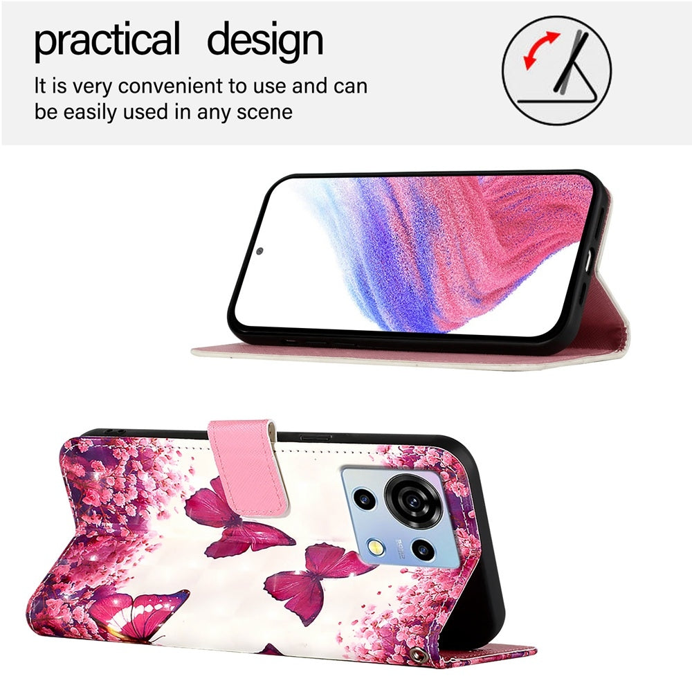 ZTE Blade V50 Vita Leather Flip Phone Case with 3D Painted Design, Card Holder, Wallet & Stand Function - Durable Protection & Easy Access