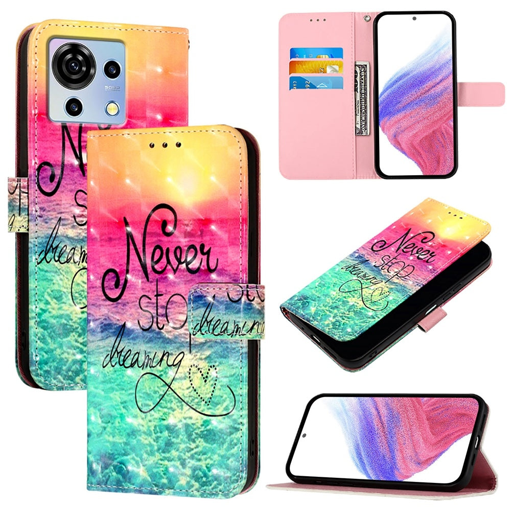 ZTE Blade V50 Vita Leather Flip Phone Case with 3D Painted Design, Card Holder, Wallet & Stand Function - Durable Protection & Easy Access