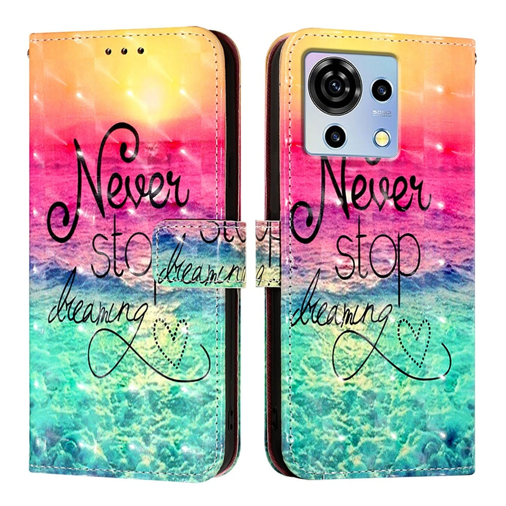ZTE Blade V50 Vita Leather Flip Phone Case with 3D Painted Design, Card Holder, Wallet & Stand Function - Durable Protection & Easy Access