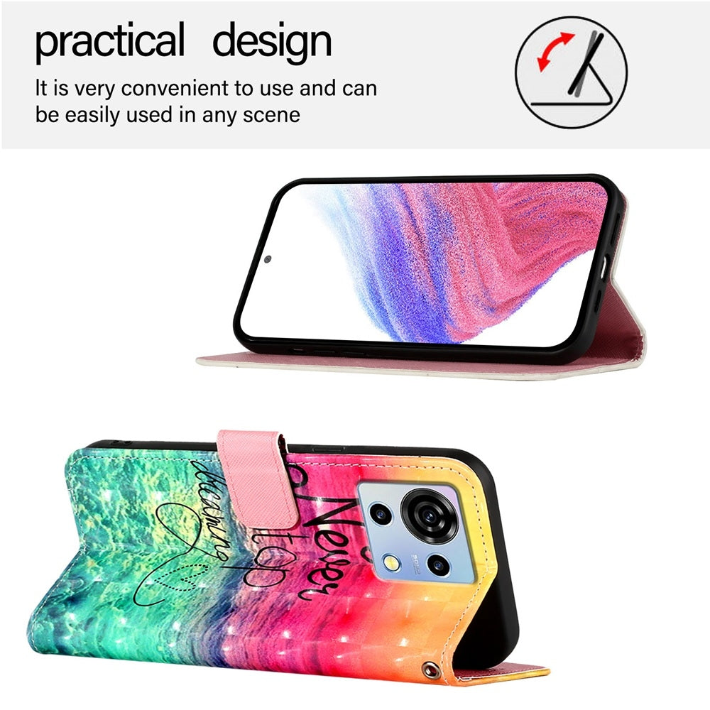 ZTE Blade V50 Vita Leather Flip Phone Case with 3D Painted Design, Card Holder, Wallet & Stand Function - Durable Protection & Easy Access
