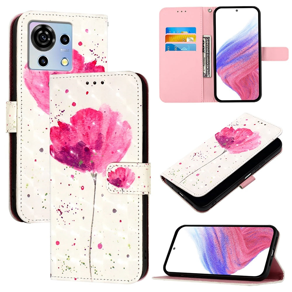 ZTE Blade V50 Vita Leather Flip Phone Case with 3D Painted Design, Card Holder, Wallet & Stand Function - Durable Protection & Easy Access
