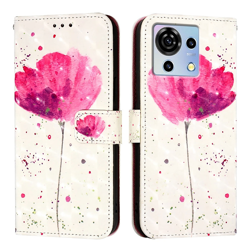 ZTE Blade V50 Vita Leather Flip Phone Case with 3D Painted Design, Card Holder, Wallet & Stand Function - Durable Protection & Easy Access