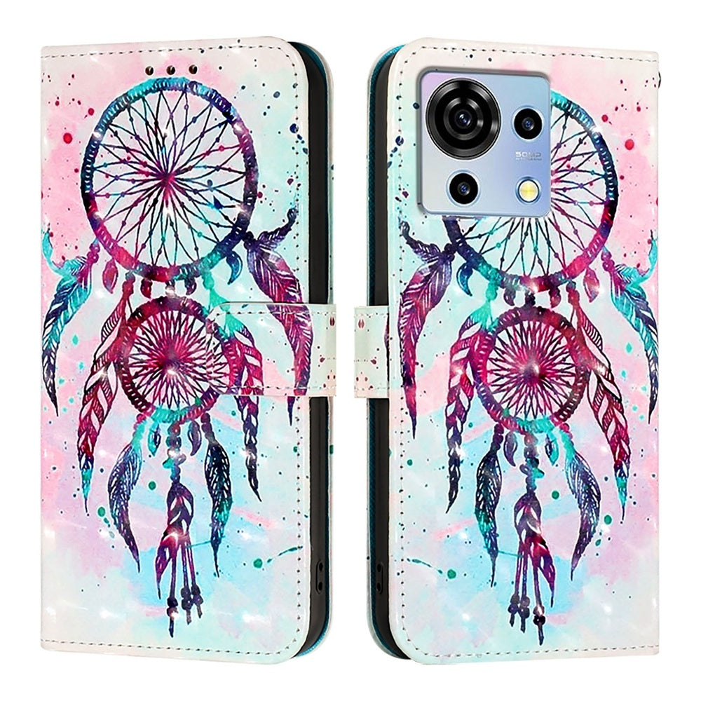 ZTE Blade V50 Vita Leather Flip Phone Case with 3D Painted Design, Card Holder, Wallet & Stand Function - Durable Protection & Easy Access