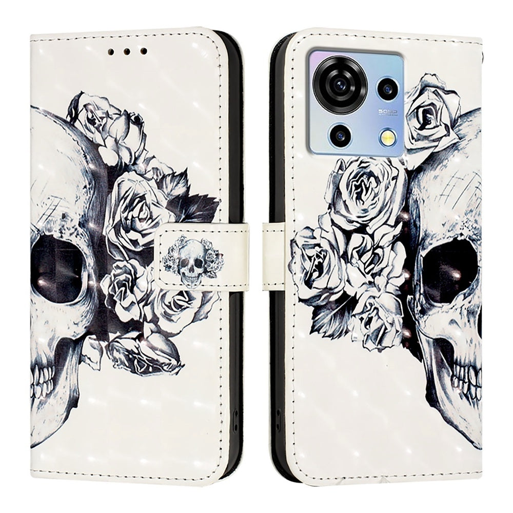 ZTE Blade V50 Vita Leather Flip Phone Case with 3D Painted Design, Card Holder, Wallet & Stand Function - Durable Protection & Easy Access