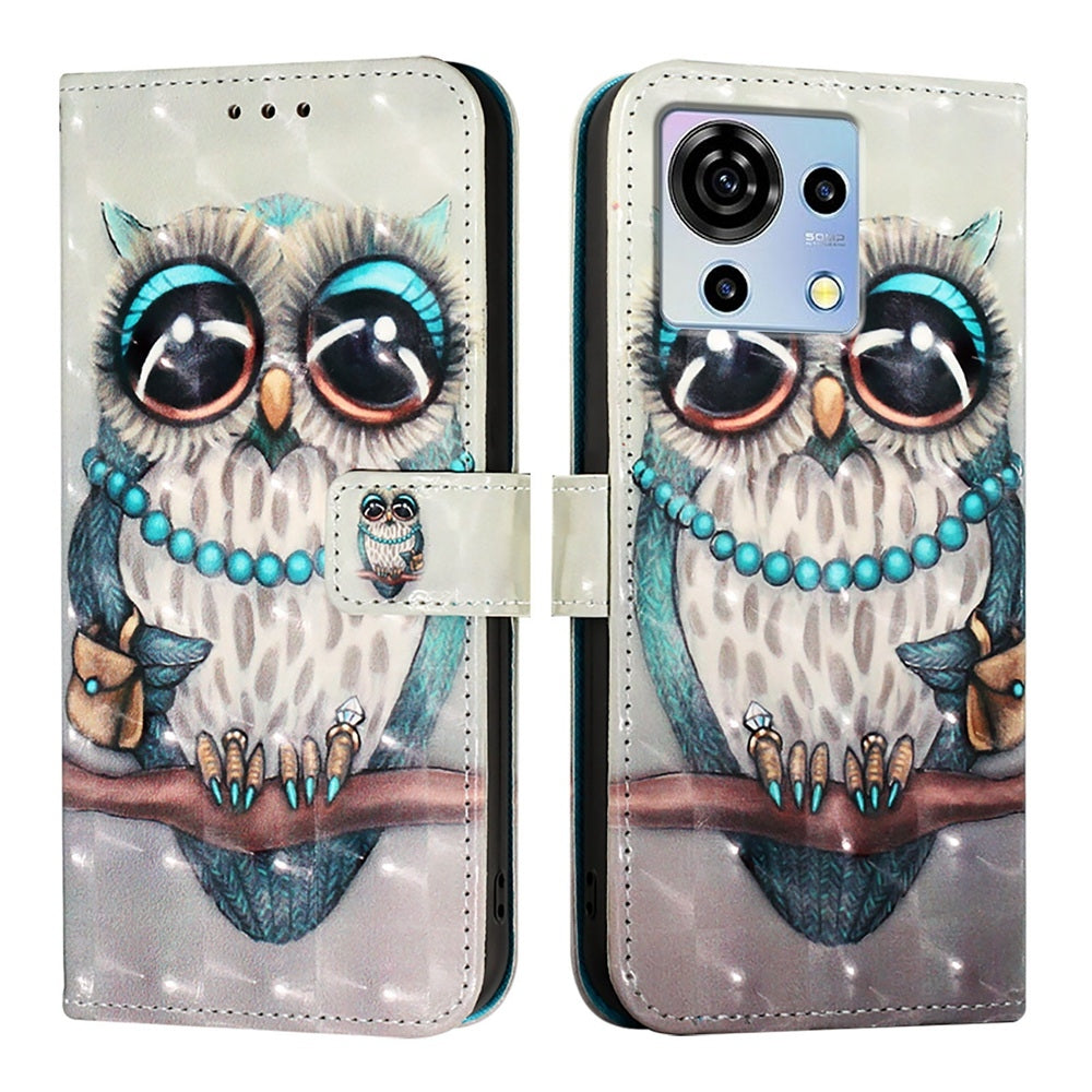 ZTE Blade V50 Vita Leather Flip Phone Case with 3D Painted Design, Card Holder, Wallet & Stand Function - Durable Protection & Easy Access