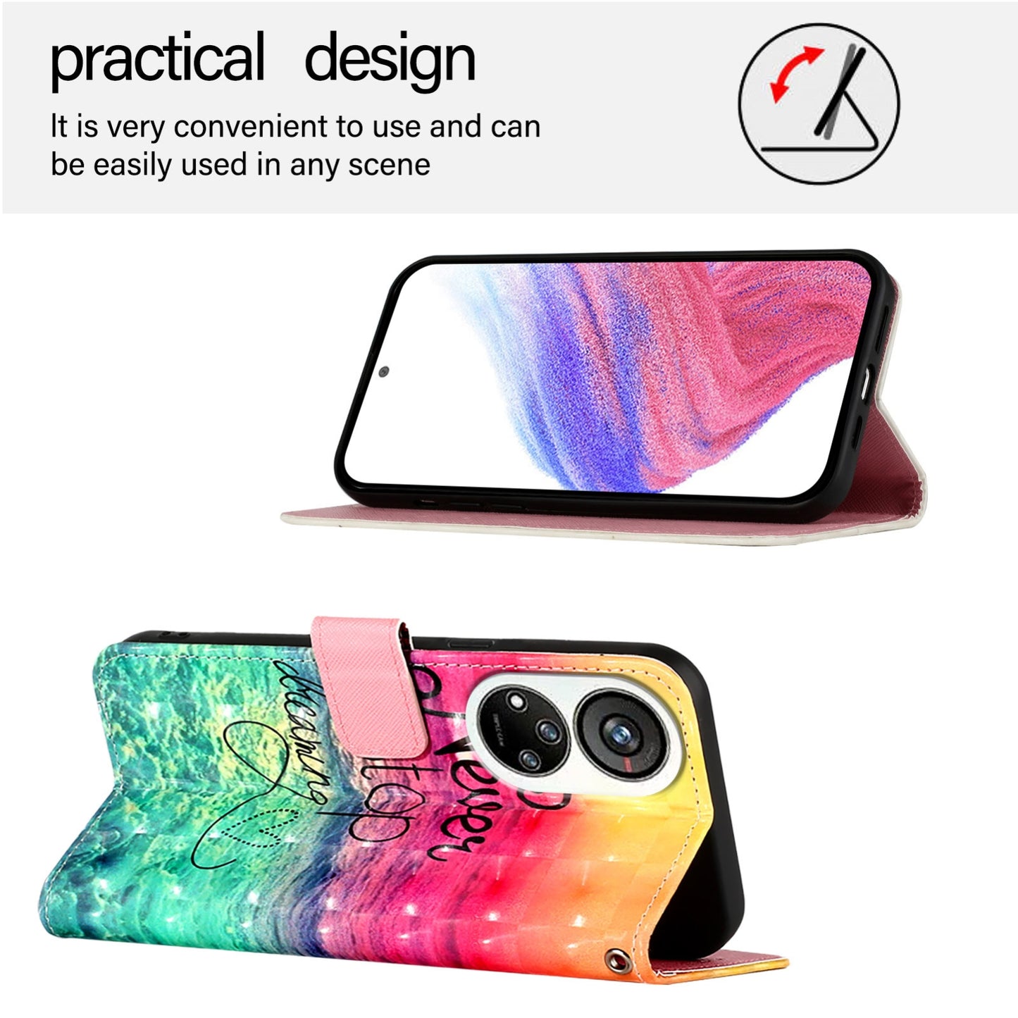 ZTE Blade V40s Leather Flip Phone Case with 3D Painted Design, Card Holder, Wallet & Stand Function - Durable Protection & Easy Access