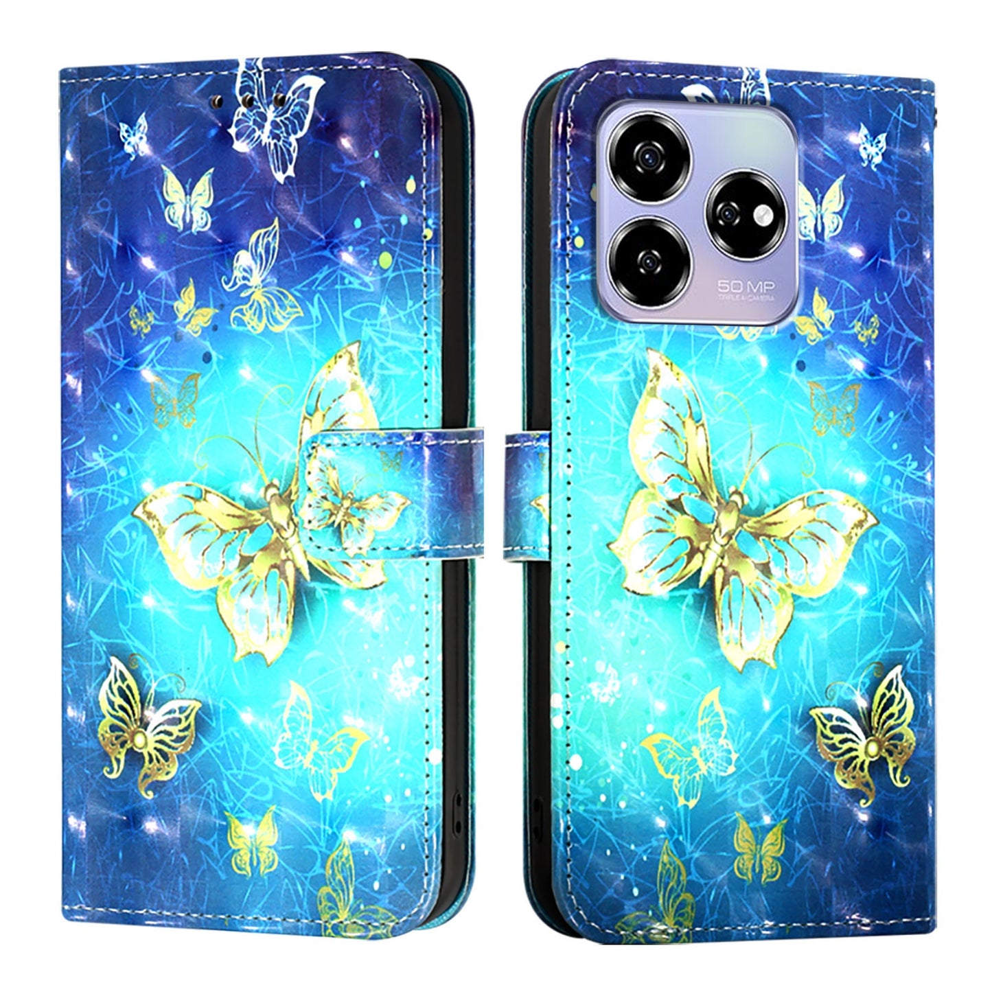 For ZTE Axon 60 Leather Flip Phone Case with 3D Painted Design, Card Holder, Wallet & Stand Function - Durable Protection & Easy Access
