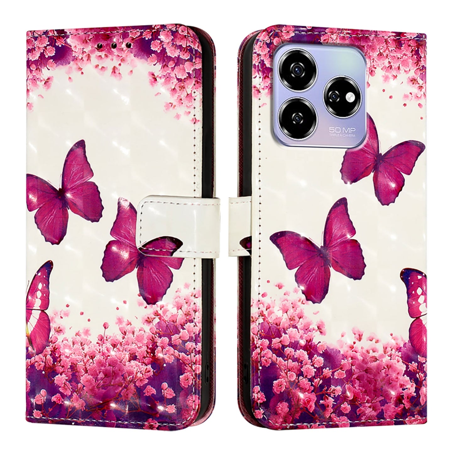 ZTE Blade V60 Leather Flip Phone Case with 3D Painted Design, Card Holder, Wallet & Stand Function - Durable Protection & Easy Access