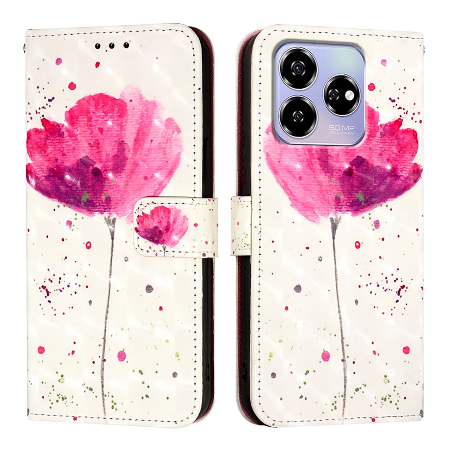 ZTE Blade V60 Leather Flip Phone Case with 3D Painted Design, Card Holder, Wallet & Stand Function - Durable Protection & Easy Access