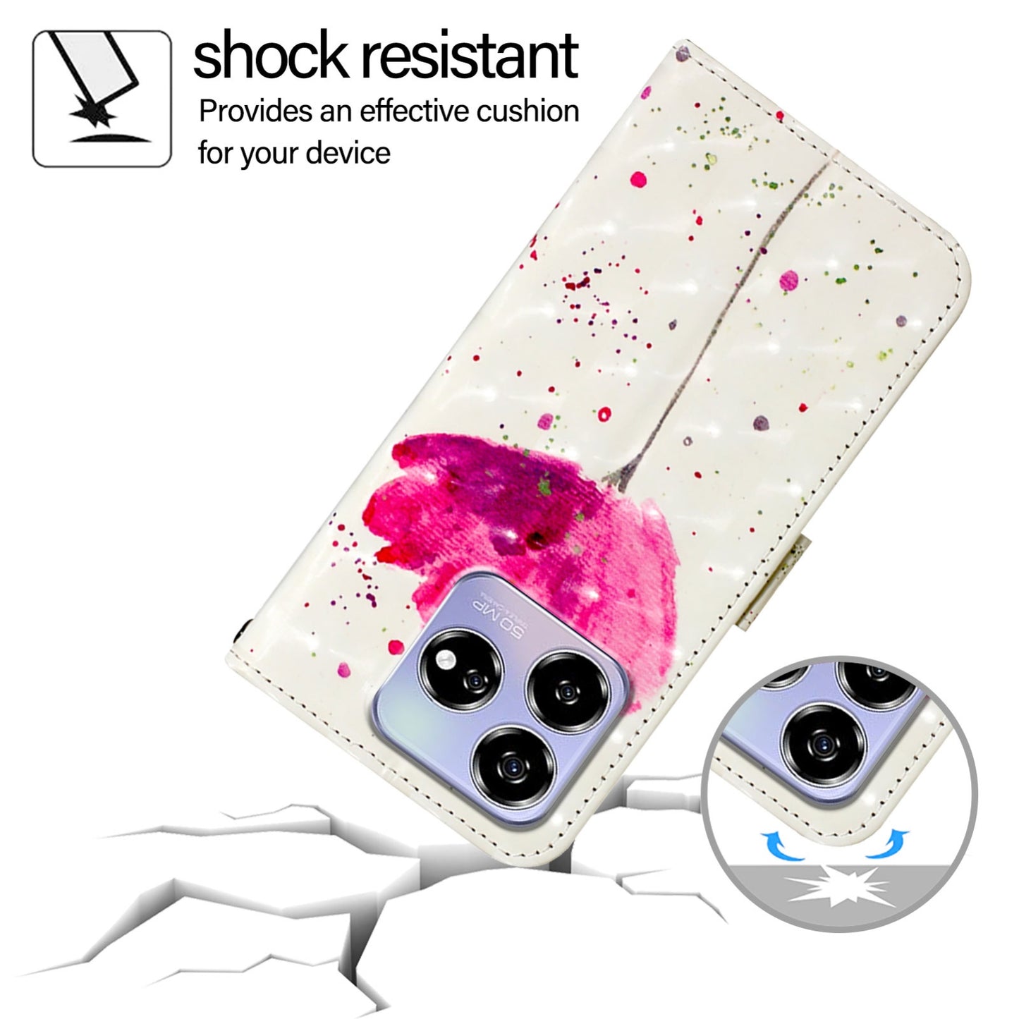For ZTE Axon 60 Leather Flip Phone Case with 3D Painted Design, Card Holder, Wallet & Stand Function - Durable Protection & Easy Access