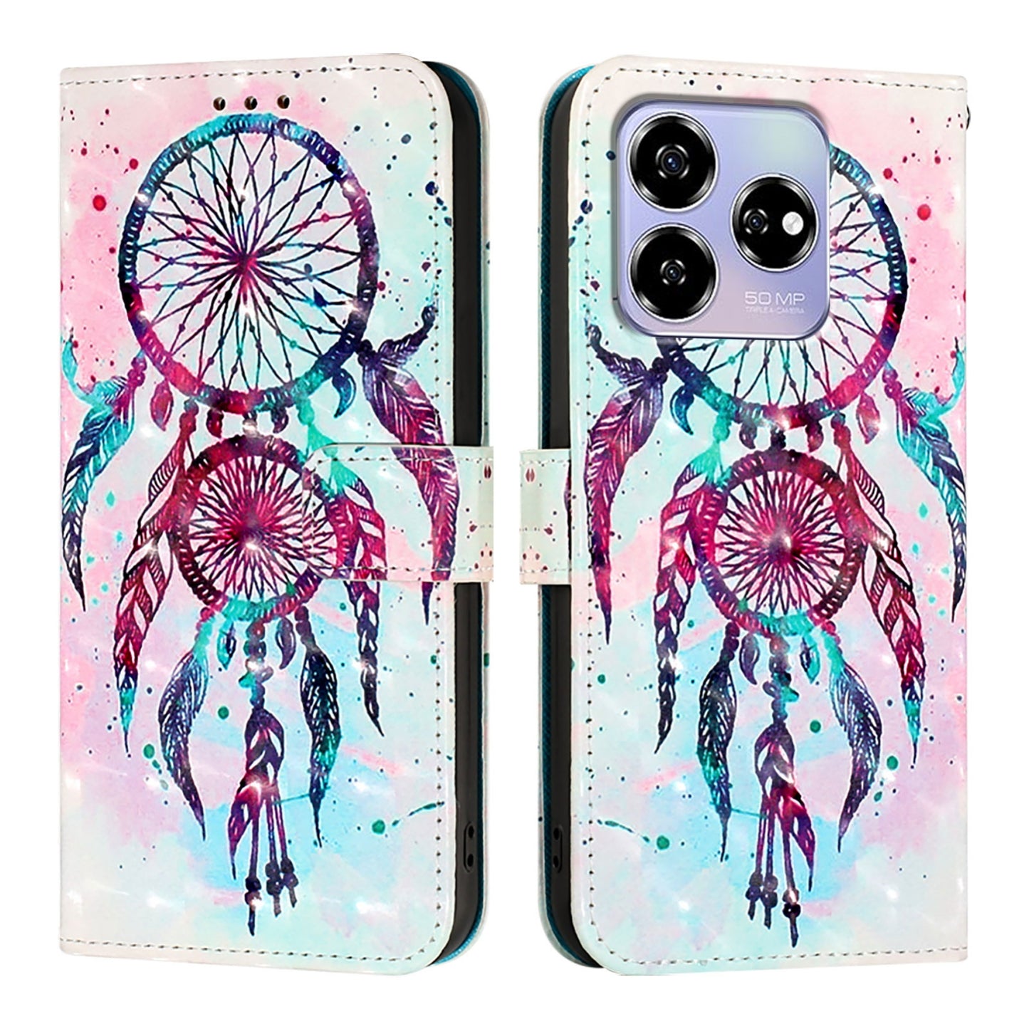 ZTE Blade V60 Leather Flip Phone Case with 3D Painted Design, Card Holder, Wallet & Stand Function - Durable Protection & Easy Access