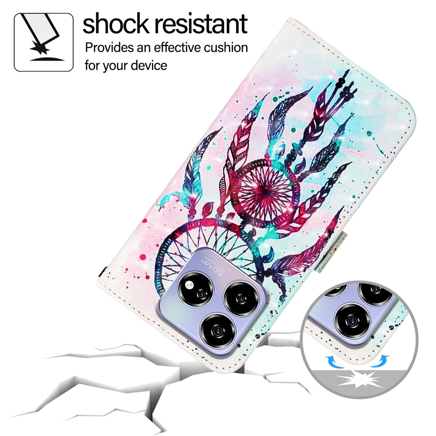 For ZTE Axon 60 Leather Flip Phone Case with 3D Painted Design, Card Holder, Wallet & Stand Function - Durable Protection & Easy Access