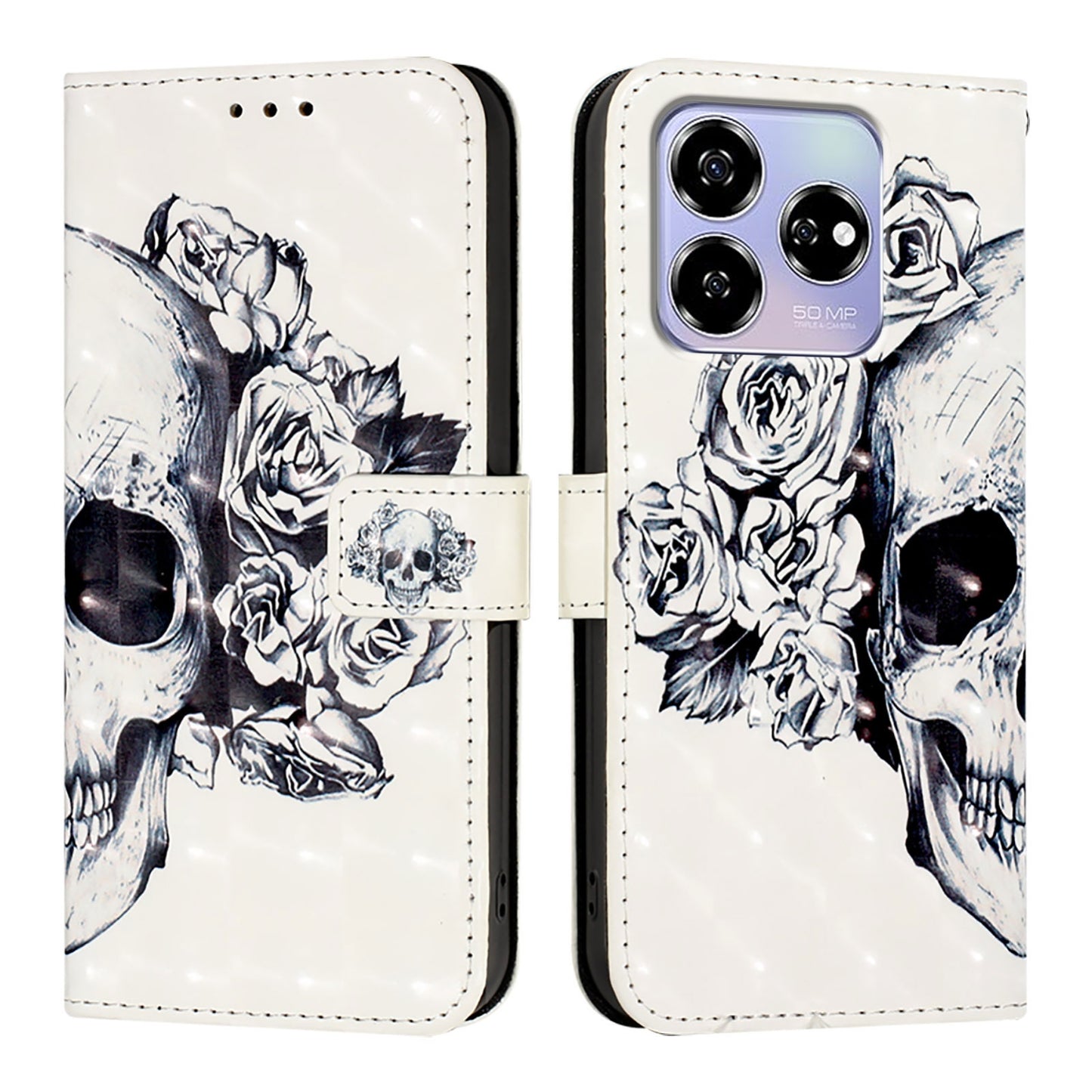 ZTE Blade V60 Leather Flip Phone Case with 3D Painted Design, Card Holder, Wallet & Stand Function - Durable Protection & Easy Access