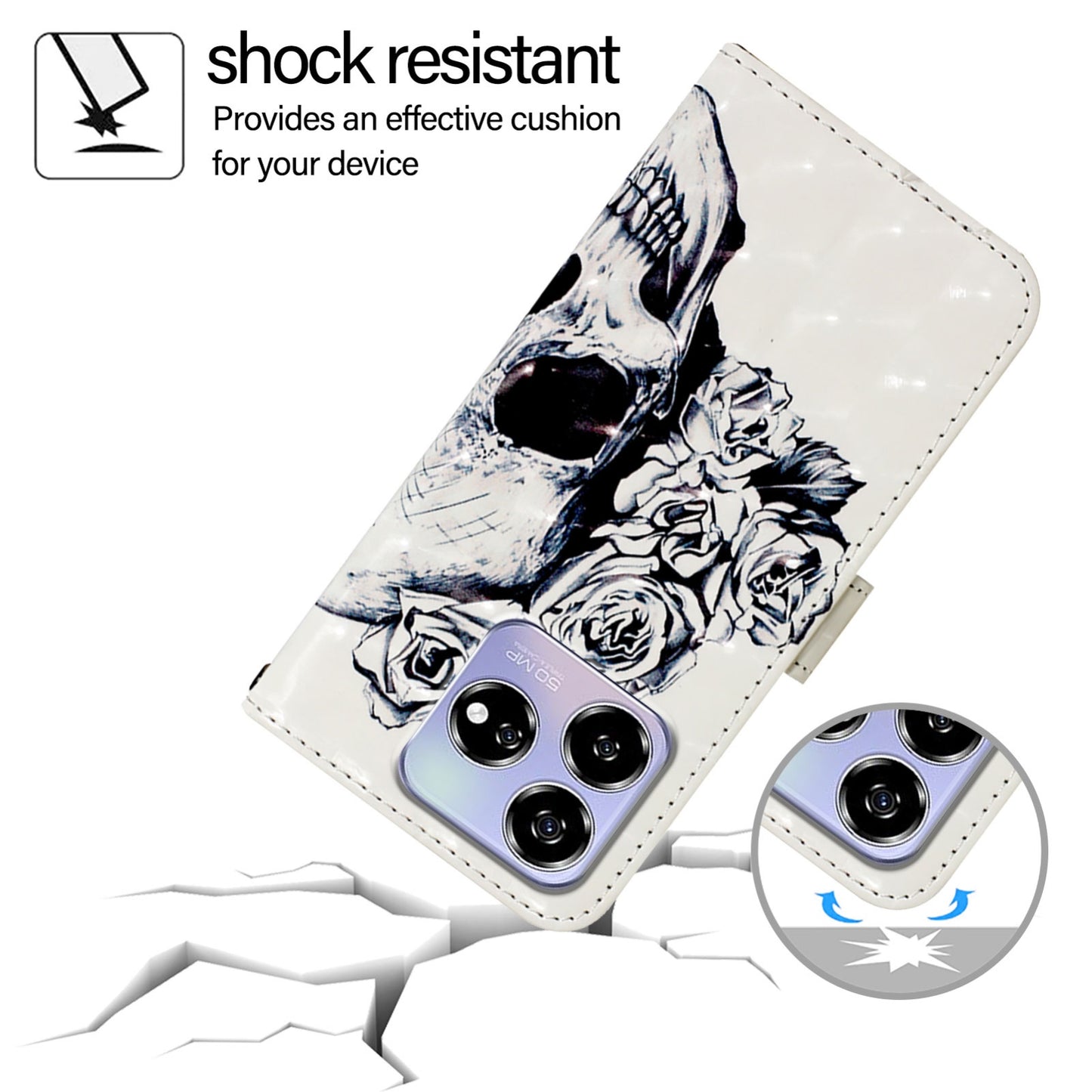 For ZTE Axon 60 Leather Flip Phone Case with 3D Painted Design, Card Holder, Wallet & Stand Function - Durable Protection & Easy Access