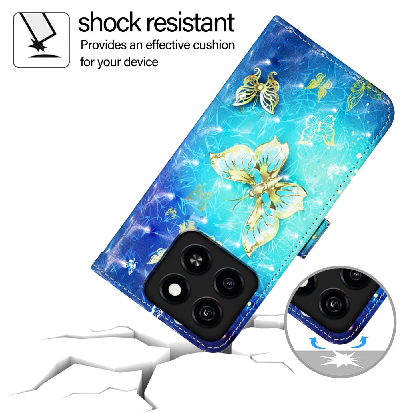 ZTE A55 Leather Flip Phone Case with 3D Painted Design, Card Holder, Wallet & Stand Function - Durable Protection & Easy Access