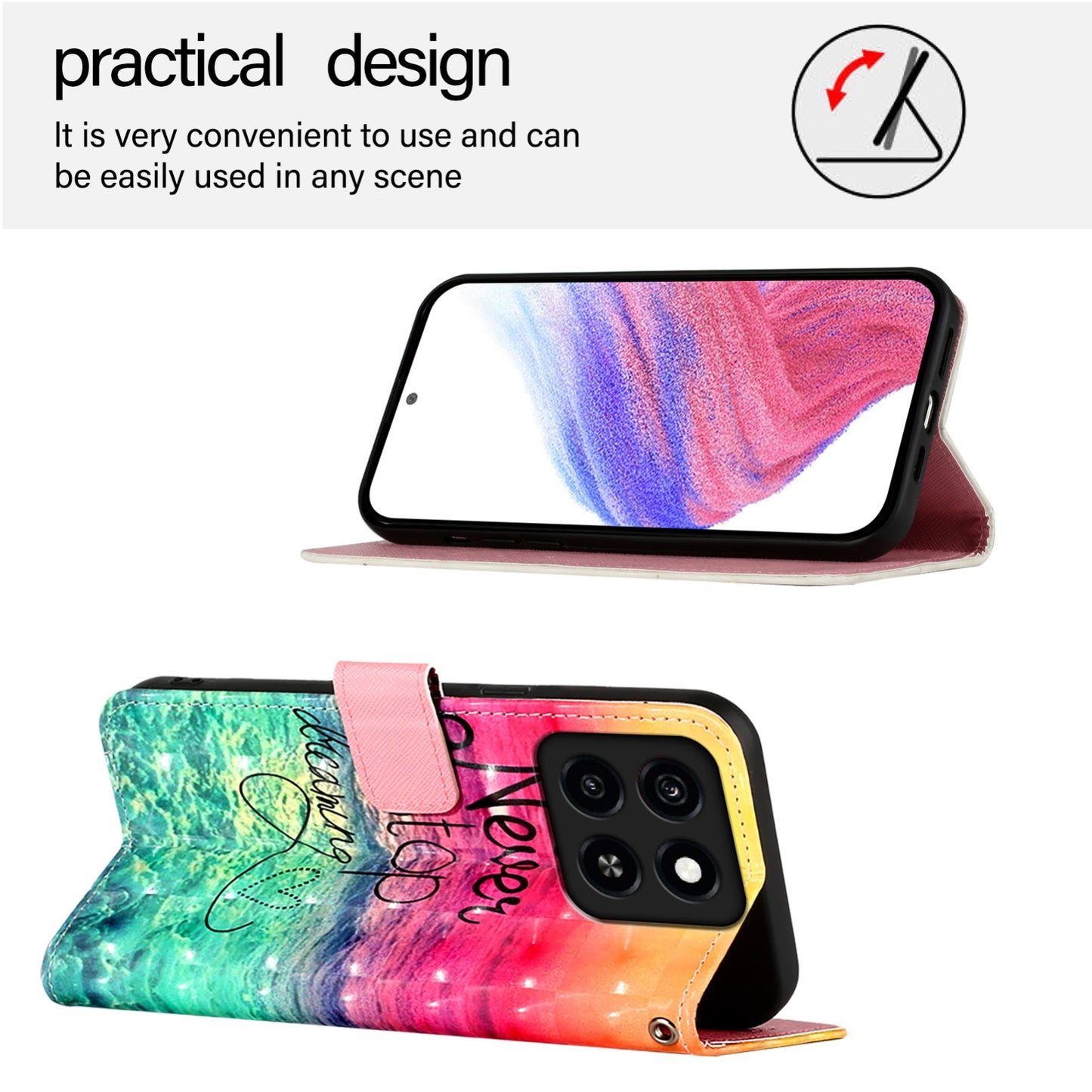 ZTE Blade A35 Leather Flip Phone Case with 3D Painted Design, Card Holder, Wallet & Stand Function - Durable Protection & Easy Access