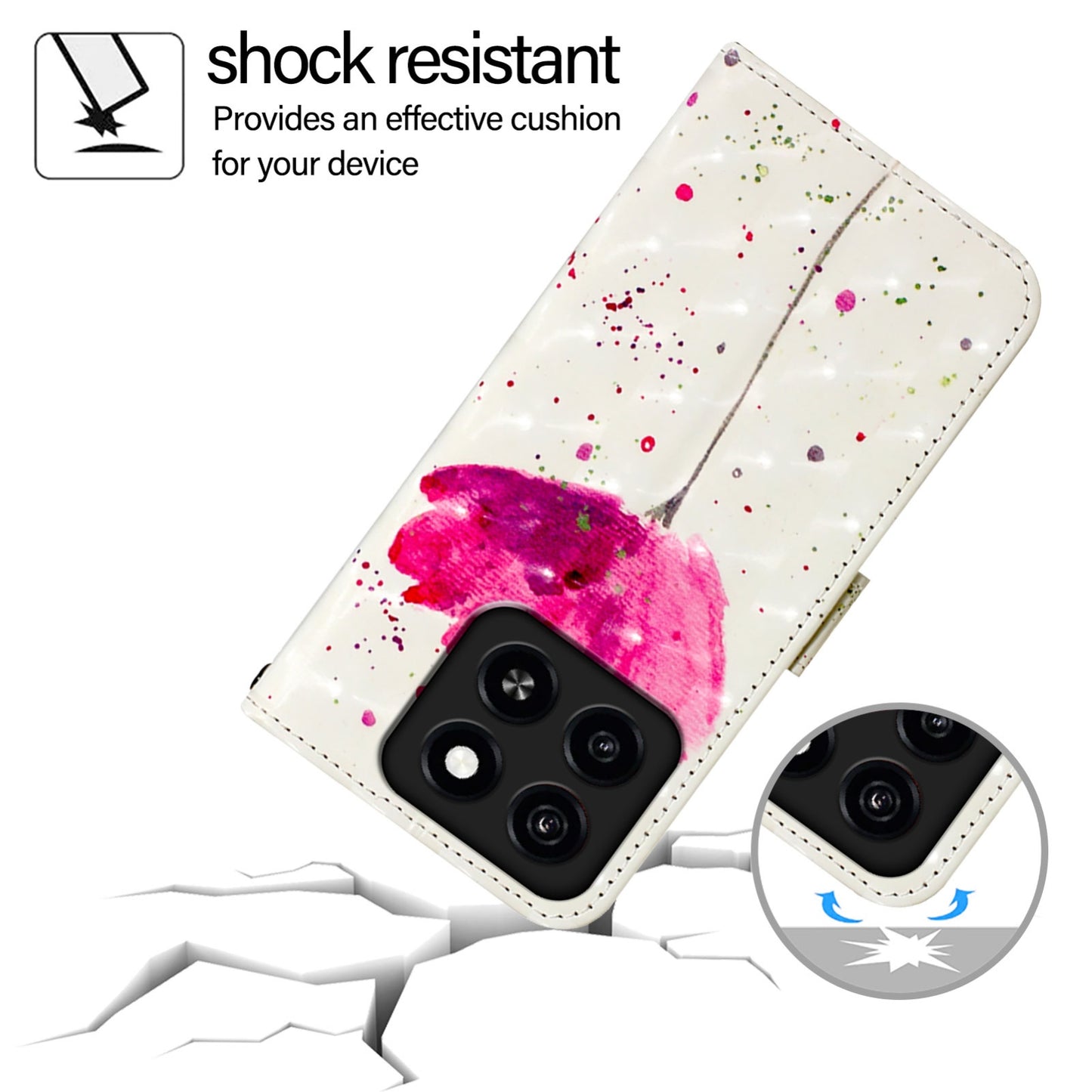 ZTE A55 Leather Flip Phone Case with 3D Painted Design, Card Holder, Wallet & Stand Function - Durable Protection & Easy Access