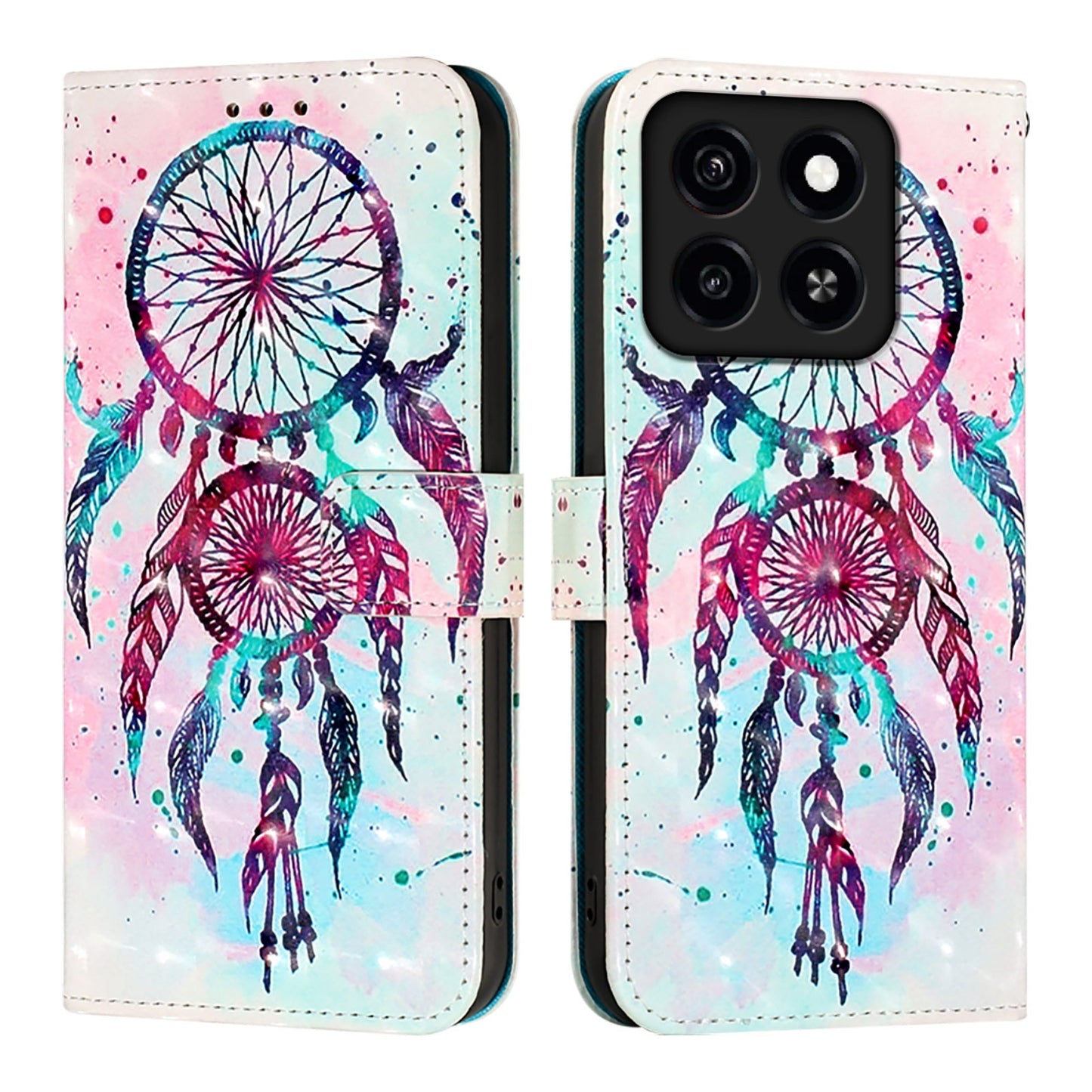 ZTE A55 Leather Flip Phone Case with 3D Painted Design, Card Holder, Wallet & Stand Function - Durable Protection & Easy Access