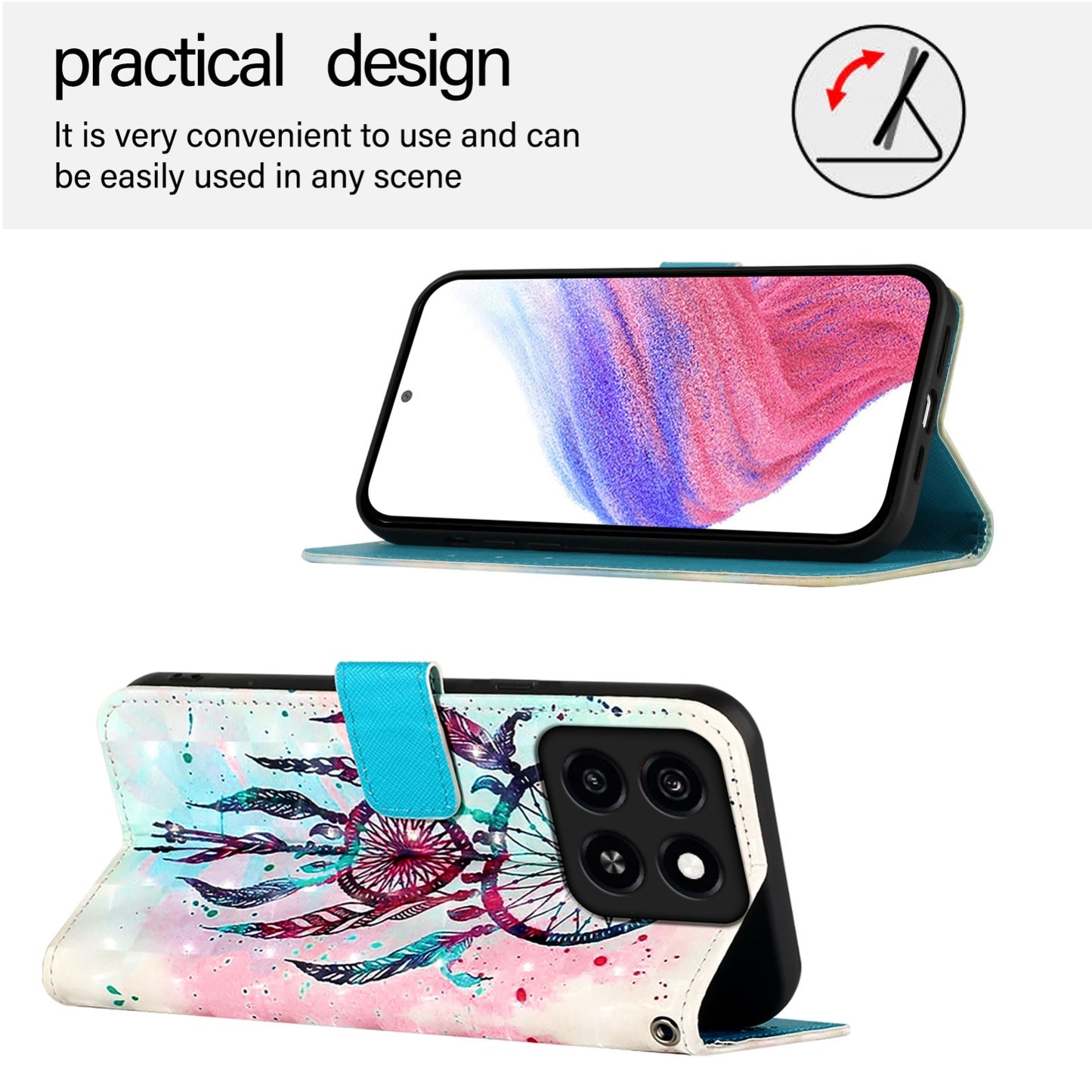 ZTE Blade A35 Leather Flip Phone Case with 3D Painted Design, Card Holder, Wallet & Stand Function - Durable Protection & Easy Access