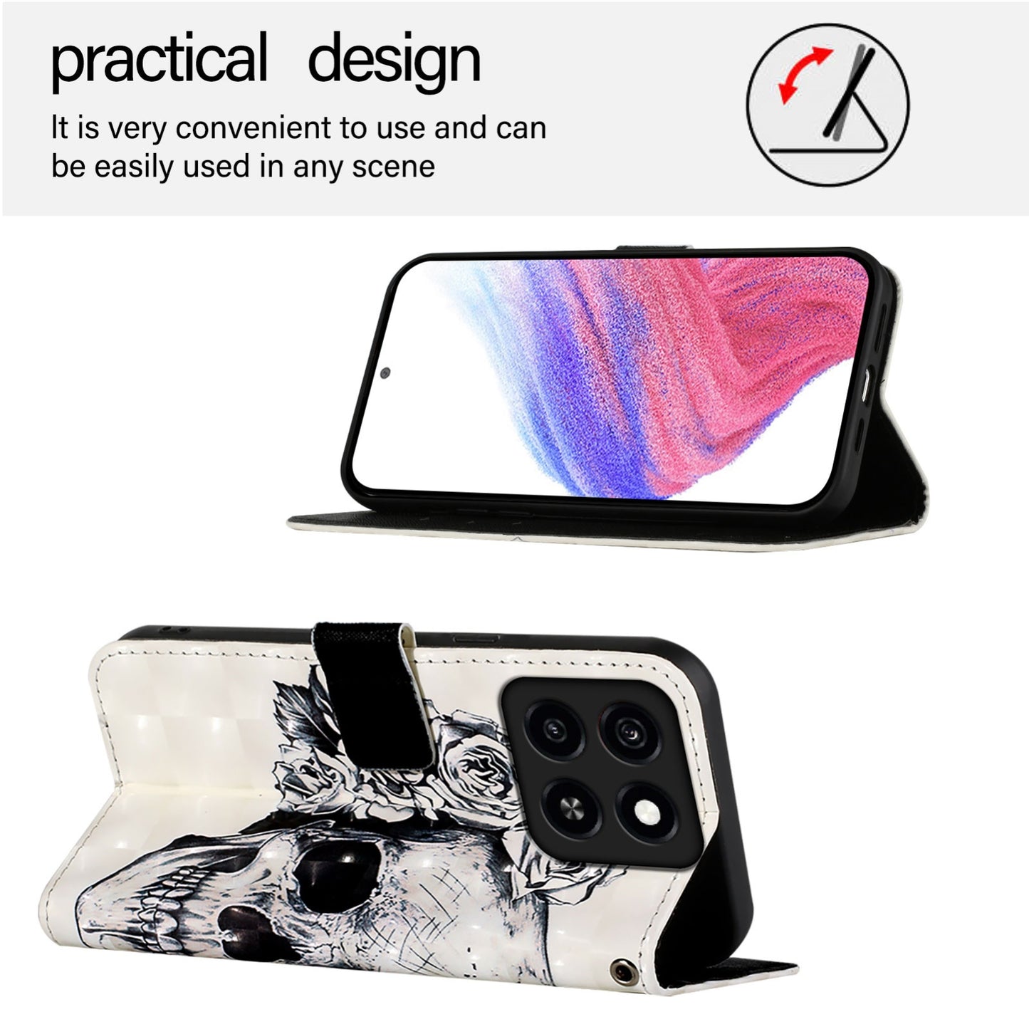 ZTE Blade A35 Leather Flip Phone Case with 3D Painted Design, Card Holder, Wallet & Stand Function - Durable Protection & Easy Access