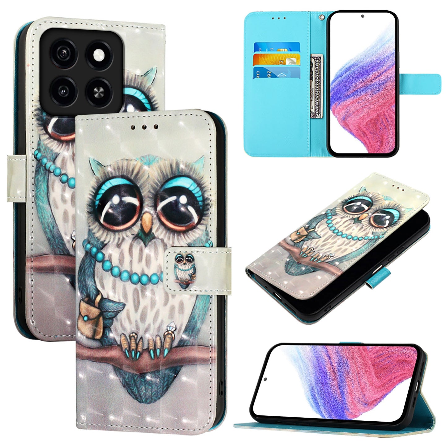 ZTE Blade A35 Leather Flip Phone Case with 3D Painted Design, Card Holder, Wallet & Stand Function - Durable Protection & Easy Access