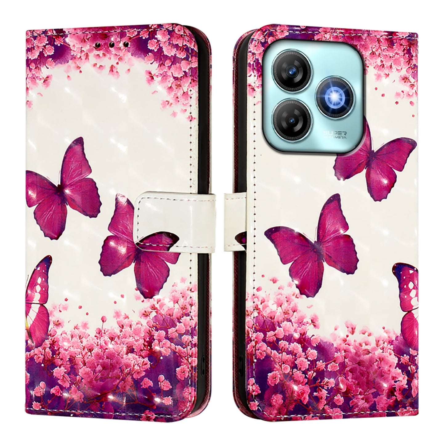 ZTE Blade A75 4G Leather Flip Phone Case with 3D Painted Design, Card Holder, Wallet & Stand Function - Durable Protection & Easy Access