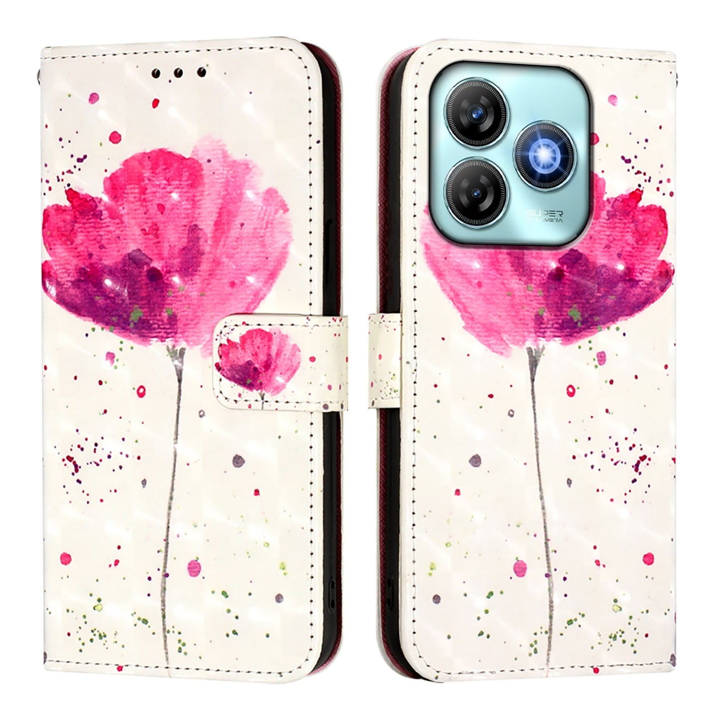 ZTE Blade A75 4G Leather Flip Phone Case with 3D Painted Design, Card Holder, Wallet & Stand Function - Durable Protection & Easy Access