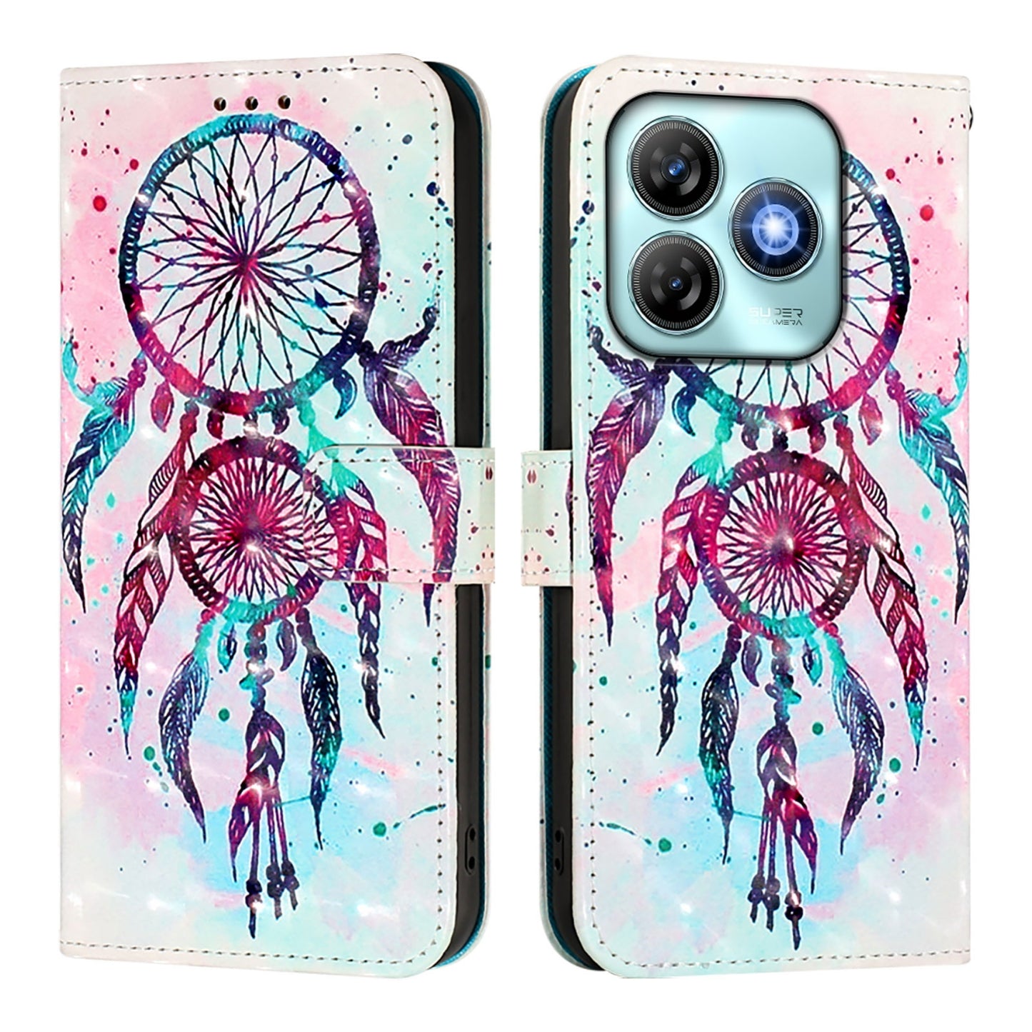 ZTE Blade A75 4G Leather Flip Phone Case with 3D Painted Design, Card Holder, Wallet & Stand Function - Durable Protection & Easy Access