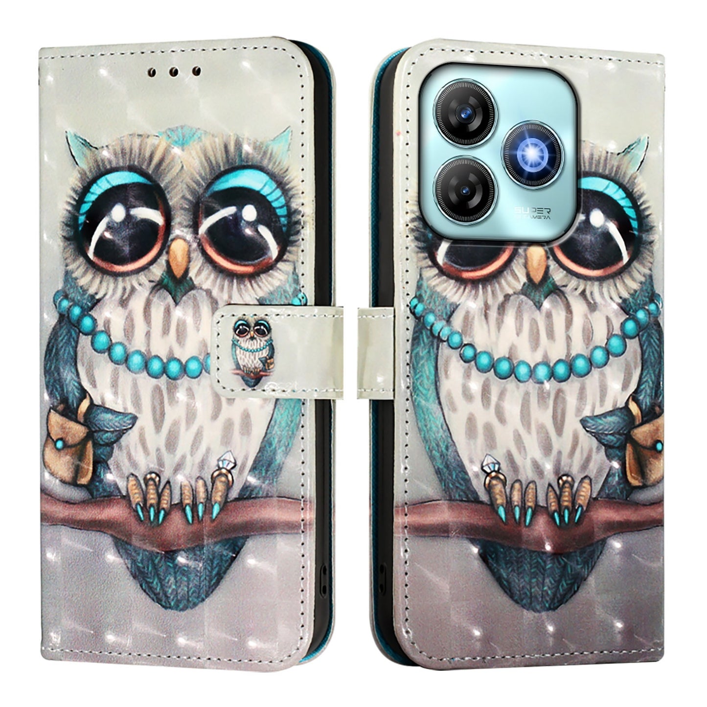 ZTE Blade A75 4G Leather Flip Phone Case with 3D Painted Design, Card Holder, Wallet & Stand Function - Durable Protection & Easy Access