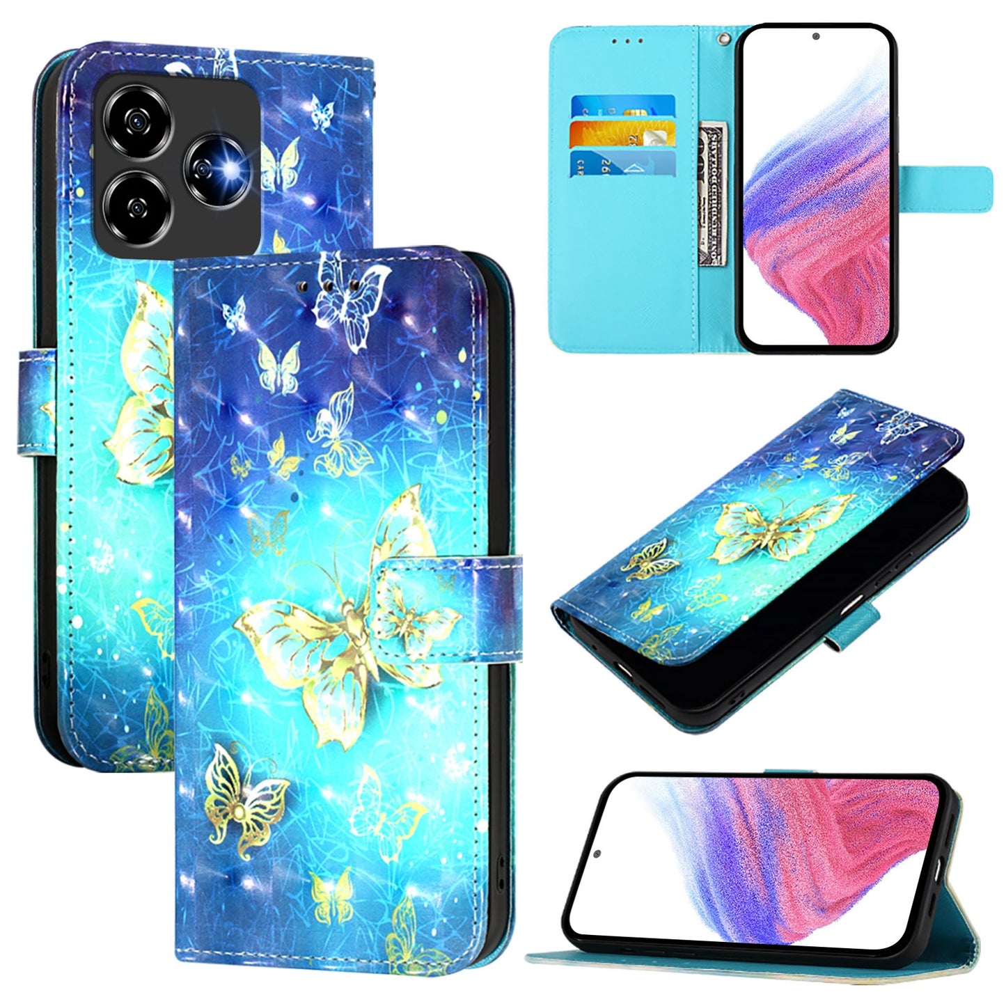 ZTE V60 Design Leather Flip Phone Case with 3D Painted Design, Card Holder, Wallet & Stand Function - Durable Protection & Easy Access