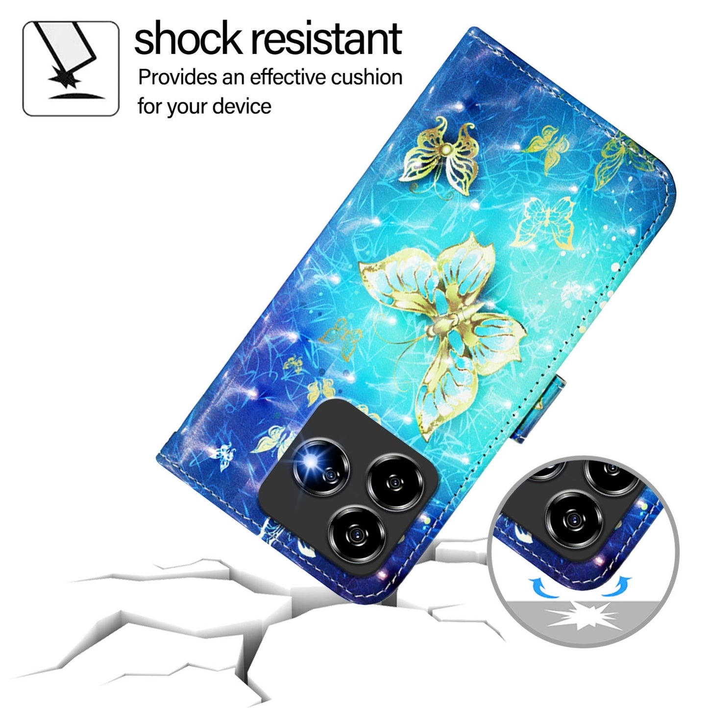 ZTE Blade V60 Vita Leather Flip Phone Case with 3D Painted Design, Card Holder, Wallet & Stand Function - Durable Protection & Easy Access