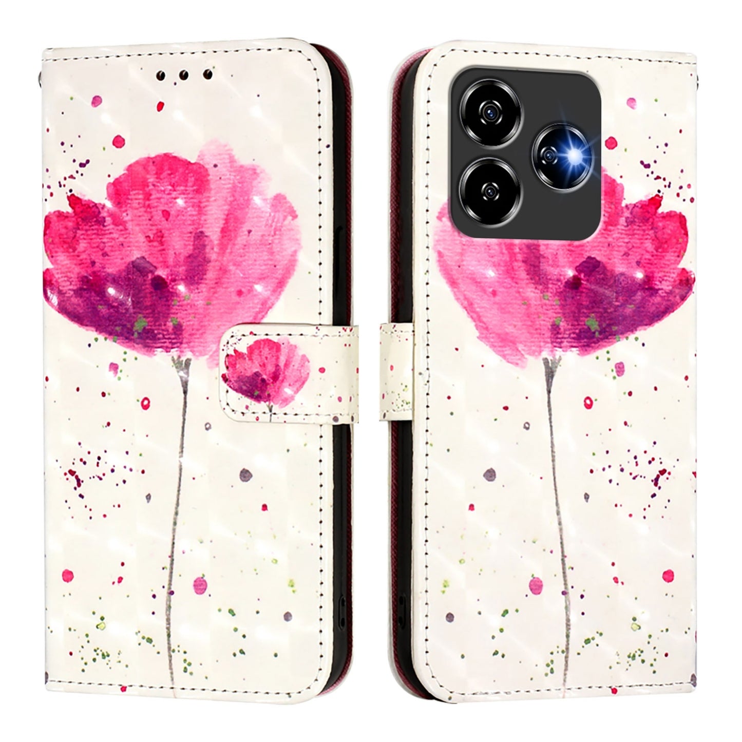 ZTE V60 Design Leather Flip Phone Case with 3D Painted Design, Card Holder, Wallet & Stand Function - Durable Protection & Easy Access