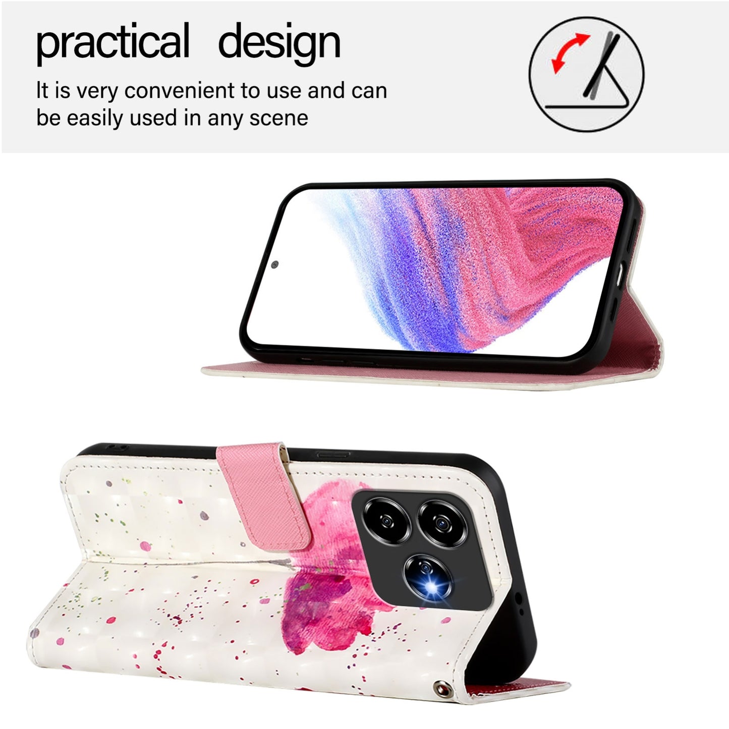 ZTE V60 Design Leather Flip Phone Case with 3D Painted Design, Card Holder, Wallet & Stand Function - Durable Protection & Easy Access