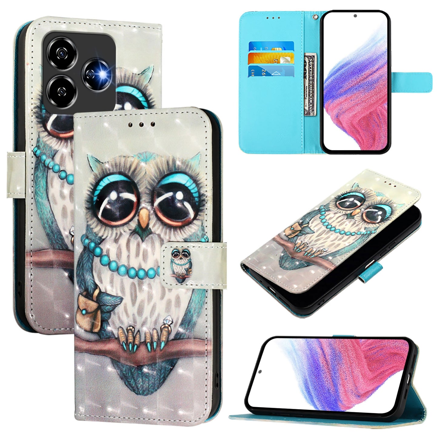 ZTE V60 Design Leather Flip Phone Case with 3D Painted Design, Card Holder, Wallet & Stand Function - Durable Protection & Easy Access