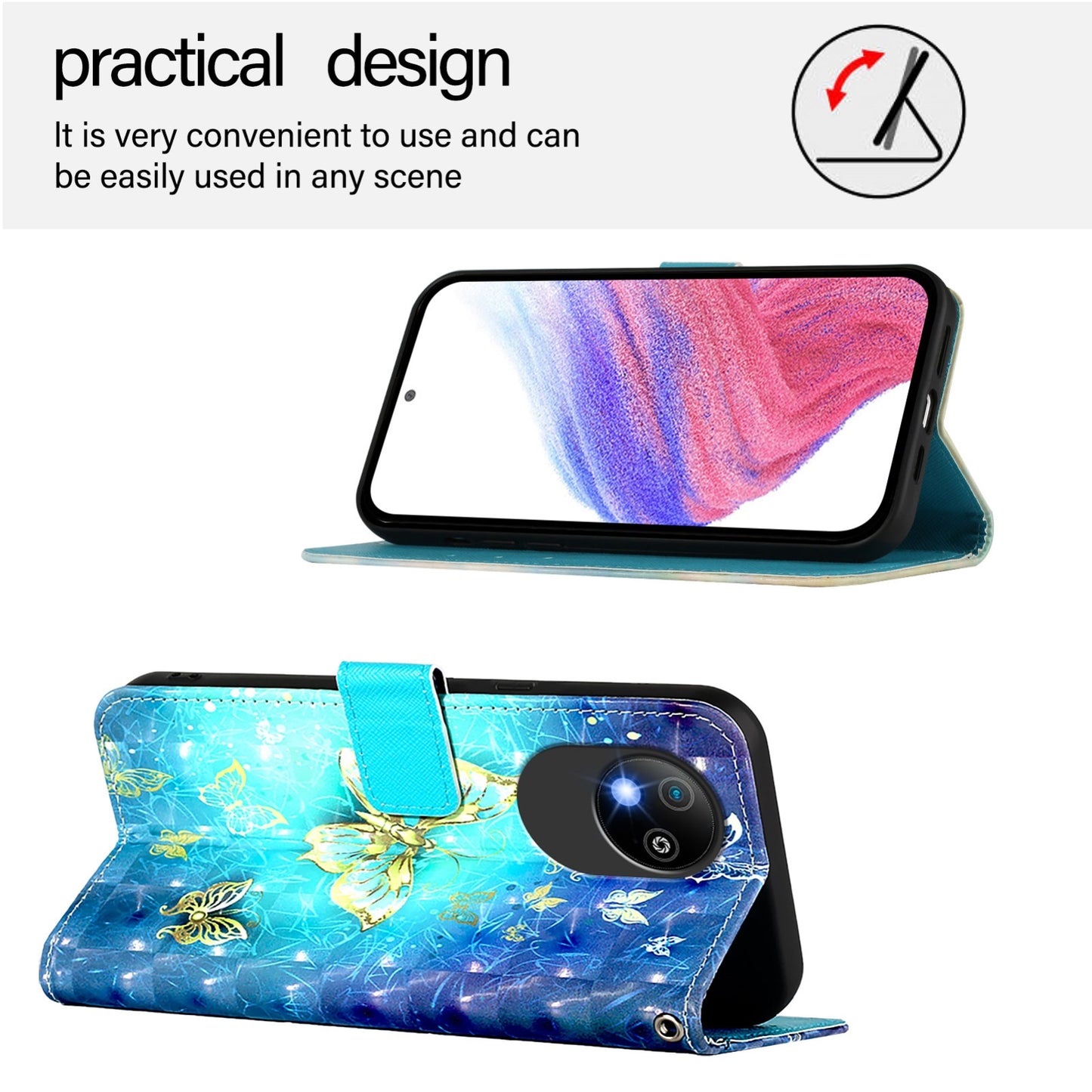 For ZTE Blade A35 Lite Leather Flip Phone Case with 3D Painted Design, Card Holder, Wallet & Stand Function - Durable Protection & Easy Access