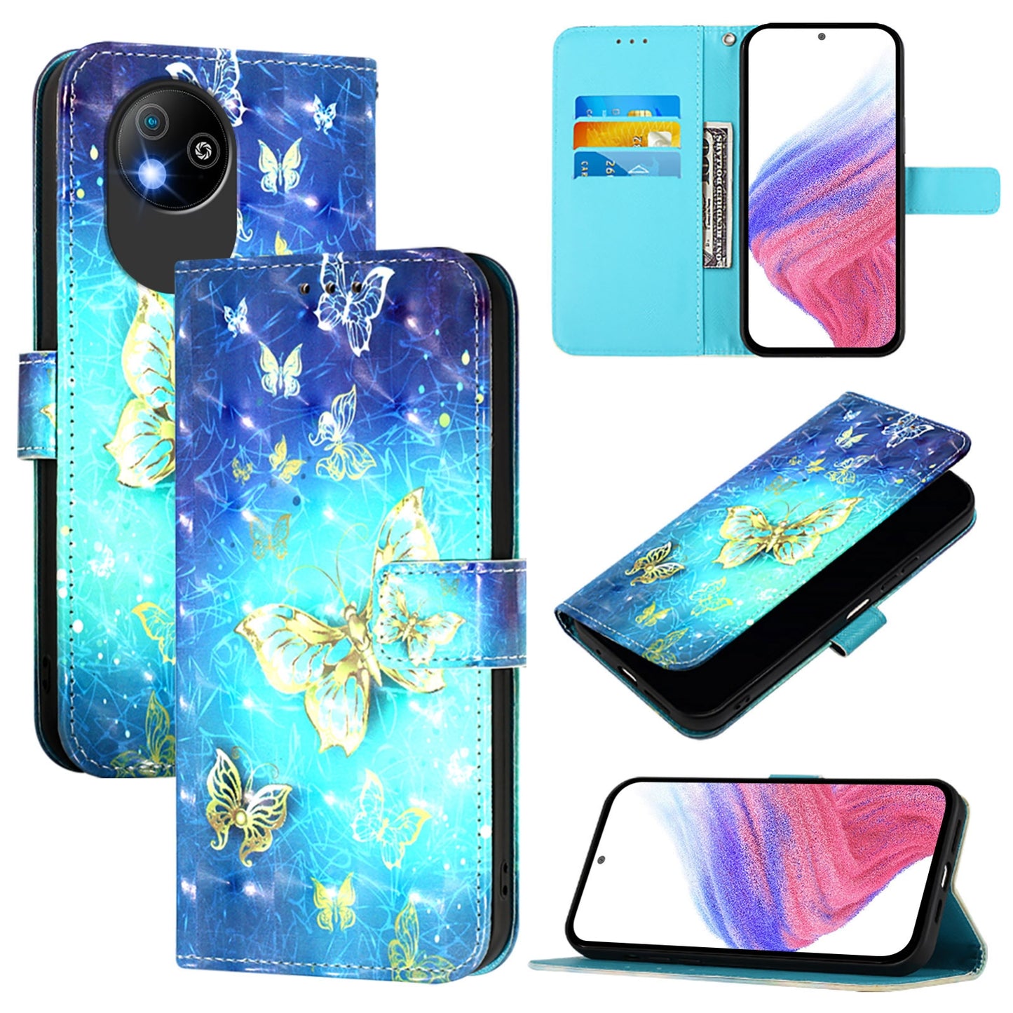 For ZTE A35 Core Leather Flip Phone Case with 3D Painted Design, Card Holder, Wallet & Stand Function - Durable Protection & Easy Access