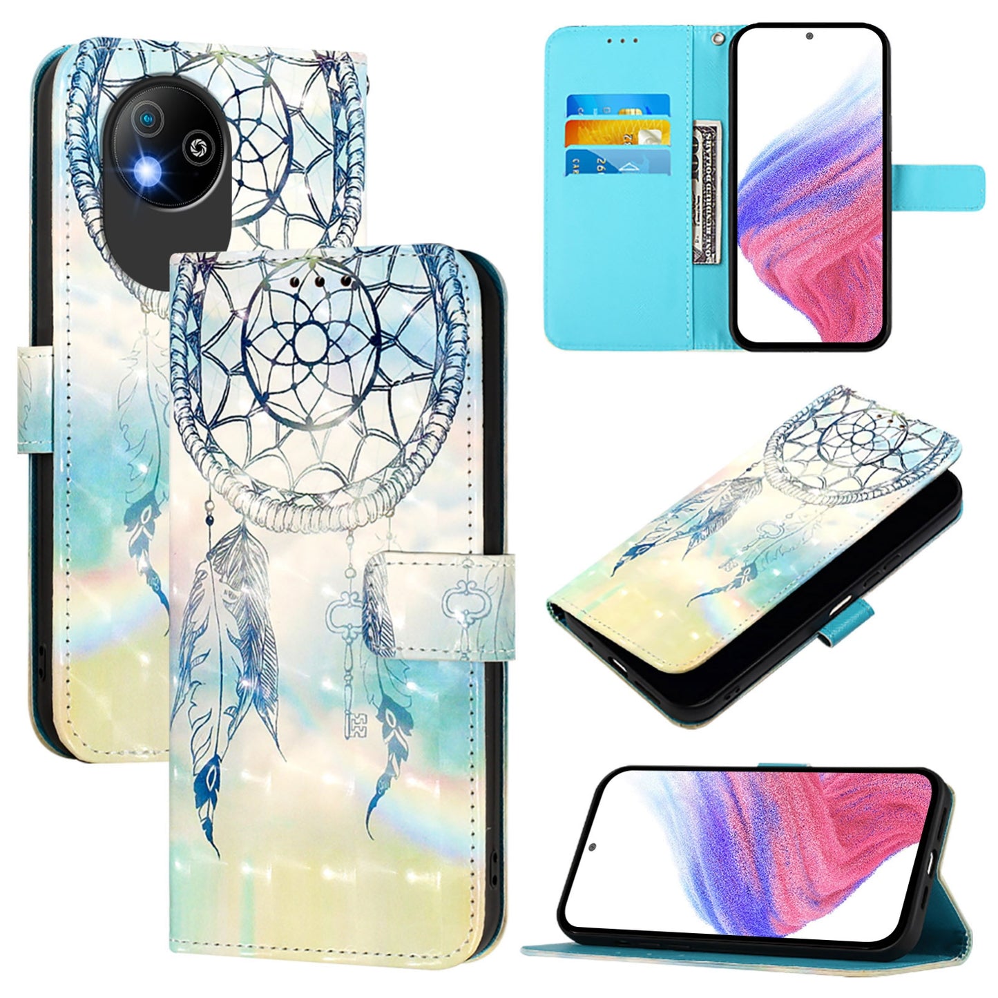 For ZTE A35 Core Leather Flip Phone Case with 3D Painted Design, Card Holder, Wallet & Stand Function - Durable Protection & Easy Access